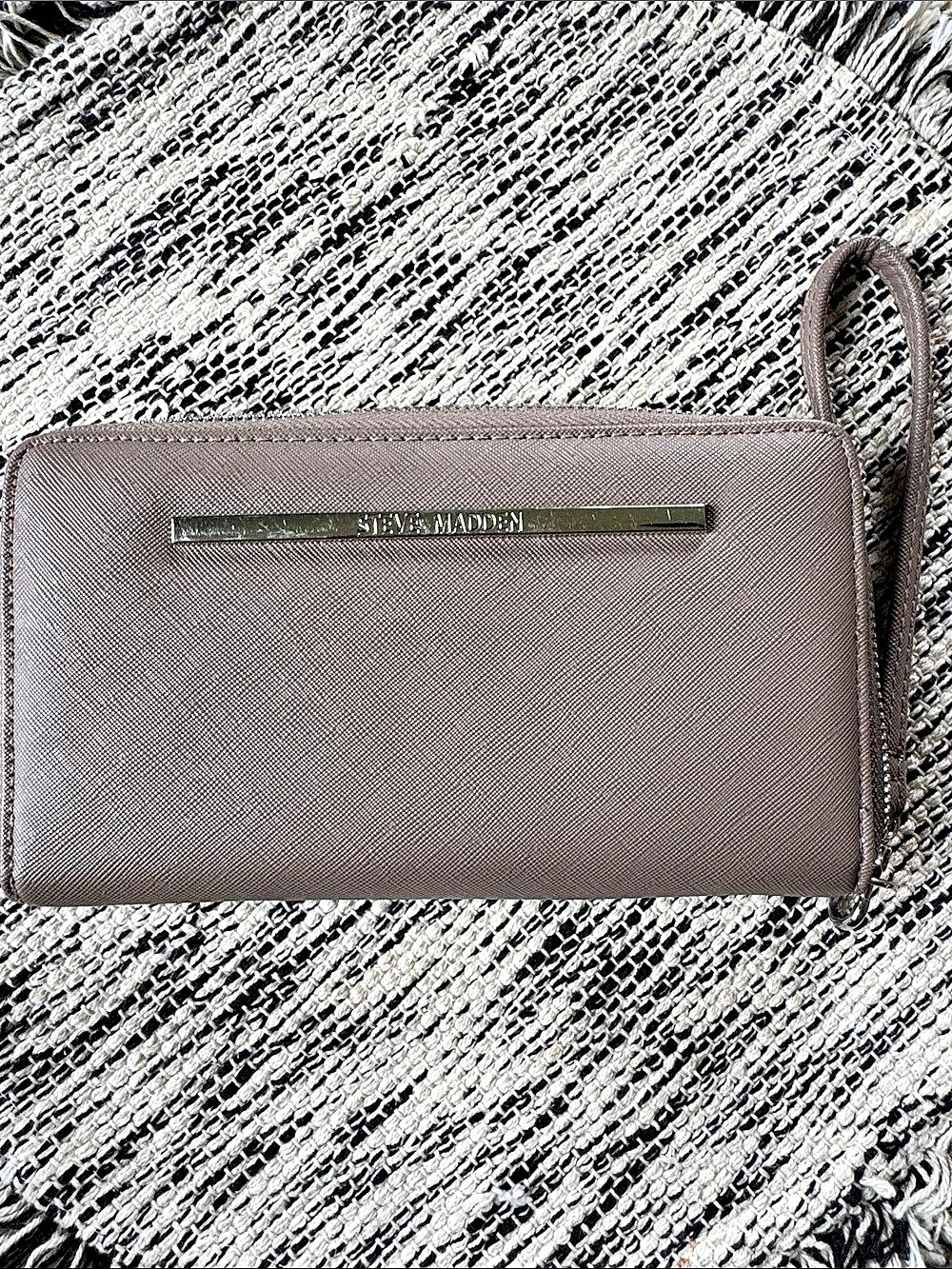 Steve Madden Zip Around Wristlet Wallet in Brown